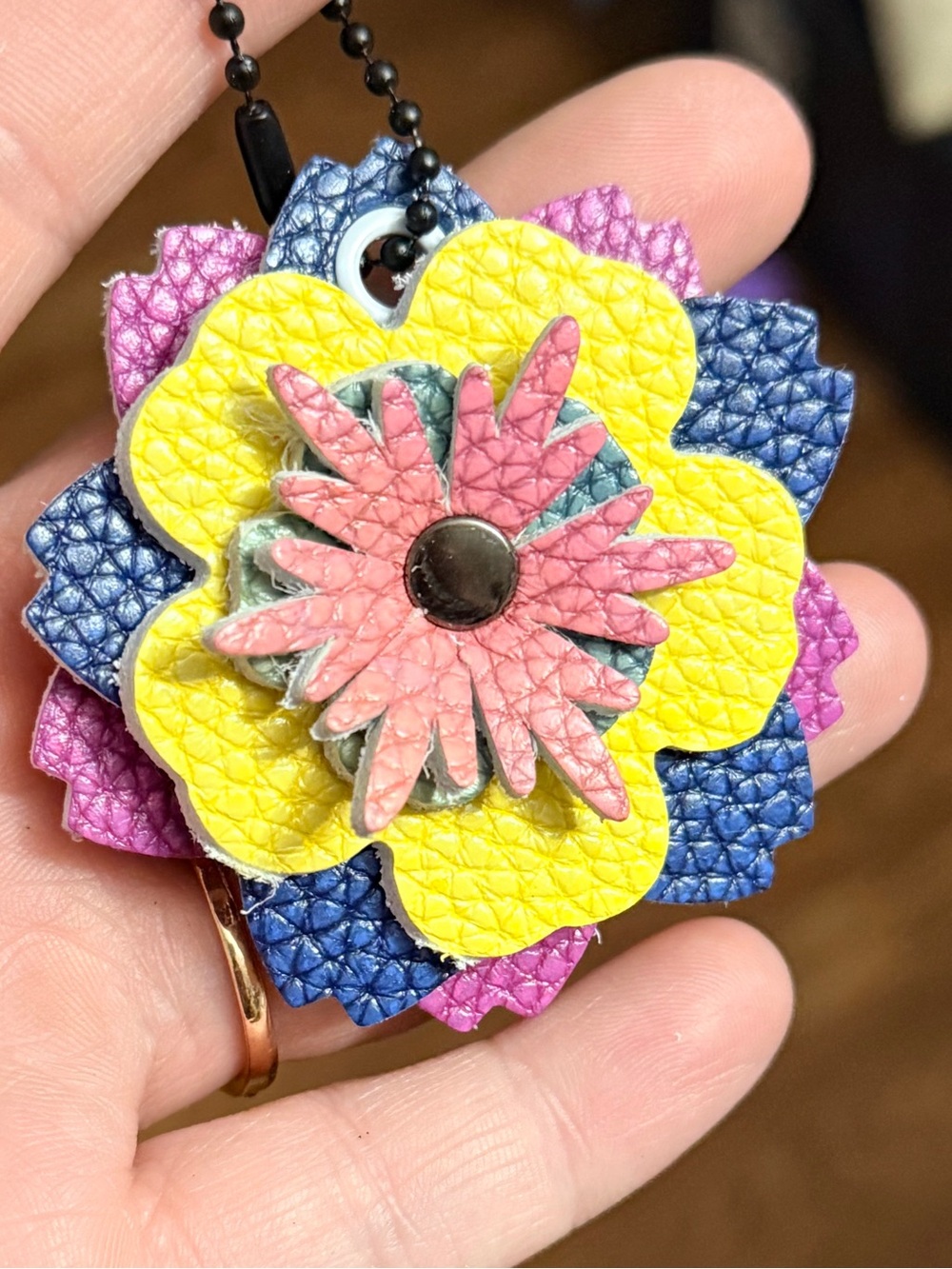 Handmade Hand-Dyed Floral Bag Charm - Picture 2 of 3